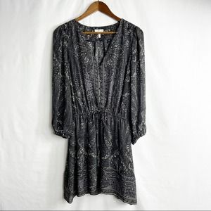 JOIE Bittern Paisley Print Silk Chiffon Blouson Mini Pullover Dress in Small